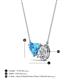3 - Zuri 1.85 ctw Heart Shape Blue Topaz with Pear Shape Moissanite Toi Et Moi Women Pendant Necklace 