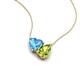 4 - Zuri 1.80 ctw Heart Shape Blue Topaz with Pear Shape Peridot Toi Et Moi Women Pendant Necklace 