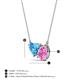 3 - Zuri 1.90 ctw Heart Shape Blue Topaz with Pear Shape Created Pink Sapphire Toi Et Moi Women Pendant Necklace 