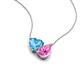 4 - Zuri 1.90 ctw Heart Shape Blue Topaz with Pear Shape Created Pink Sapphire Toi Et Moi Women Pendant Necklace 