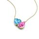 4 - Zuri 1.90 ctw Heart Shape Blue Topaz with Pear Shape Created Pink Sapphire Toi Et Moi Women Pendant Necklace 