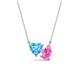 1 - Zuri 1.90 ctw Heart Shape Blue Topaz with Pear Shape Created Pink Sapphire Toi Et Moi Women Pendant Necklace 