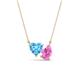 1 - Zuri 1.90 ctw Heart Shape Blue Topaz with Pear Shape Created Pink Sapphire Toi Et Moi Women Pendant Necklace 