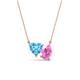 1 - Zuri 1.90 ctw Heart Shape Blue Topaz with Pear Shape Created Pink Sapphire Toi Et Moi Women Pendant Necklace 