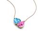 4 - Zuri 1.90 ctw Heart Shape Blue Topaz with Pear Shape Created Pink Sapphire Toi Et Moi Women Pendant Necklace 