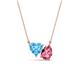 1 - Zuri 1.70 ctw Heart Shape Blue Topaz with Pear Shape Pink Tourmaline Toi Et Moi Women Pendant Necklace 
