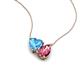 4 - Zuri 1.70 ctw Heart Shape Blue Topaz with Pear Shape Pink Tourmaline Toi Et Moi Women Pendant Necklace 
