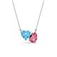 1 - Zuri 1.70 ctw Heart Shape Blue Topaz with Pear Shape Pink Tourmaline Toi Et Moi Women Pendant Necklace 