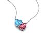 4 - Zuri 1.70 ctw Heart Shape Blue Topaz with Pear Shape Pink Tourmaline Toi Et Moi Women Pendant Necklace 