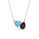 1 - Zuri 1.90 ctw Heart Shape Blue Topaz with Pear Shape Red Garnet Toi Et Moi Women Pendant Necklace 