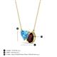 3 - Zuri 1.90 ctw Heart Shape Blue Topaz with Pear Shape Red Garnet Toi Et Moi Women Pendant Necklace 