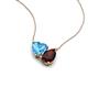 4 - Zuri 1.90 ctw Heart Shape Blue Topaz with Pear Shape Red Garnet Toi Et Moi Women Pendant Necklace 
