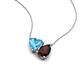 4 - Zuri 1.90 ctw Heart Shape Blue Topaz with Pear Shape Red Garnet Toi Et Moi Women Pendant Necklace 