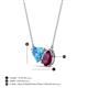 3 - Zuri 1.90 ctw Heart Shape Blue Topaz with Pear Shape Rhodolite Garnet Toi Et Moi Women Pendant Necklace 