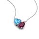 4 - Zuri 1.90 ctw Heart Shape Blue Topaz with Pear Shape Rhodolite Garnet Toi Et Moi Women Pendant Necklace 