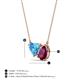 3 - Zuri 1.90 ctw Heart Shape Blue Topaz with Pear Shape Rhodolite Garnet Toi Et Moi Women Pendant Necklace 