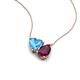 4 - Zuri 1.90 ctw Heart Shape Blue Topaz with Pear Shape Rhodolite Garnet Toi Et Moi Women Pendant Necklace 