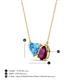 3 - Zuri 1.90 ctw Heart Shape Blue Topaz with Pear Shape Rhodolite Garnet Toi Et Moi Women Pendant Necklace 