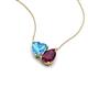 4 - Zuri 1.90 ctw Heart Shape Blue Topaz with Pear Shape Rhodolite Garnet Toi Et Moi Women Pendant Necklace 