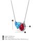 3 - Zuri 1.95 ctw Heart Shape Blue Topaz with Pear Shape Created Ruby Toi Et Moi Women Pendant Necklace 