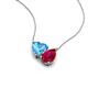 4 - Zuri 1.95 ctw Heart Shape Blue Topaz with Pear Shape Created Ruby Toi Et Moi Women Pendant Necklace 