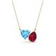 1 - Zuri 1.95 ctw Heart Shape Blue Topaz with Pear Shape Created Ruby Toi Et Moi Women Pendant Necklace 