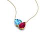 4 - Zuri 1.95 ctw Heart Shape Blue Topaz with Pear Shape Created Ruby Toi Et Moi Women Pendant Necklace 