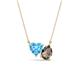 1 - Zuri 1.65 ctw Heart Shape Blue Topaz with Pear Shape Smoky Quartz Toi Et Moi Women Pendant Necklace 