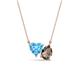 1 - Zuri 1.65 ctw Heart Shape Blue Topaz with Pear Shape Smoky Quartz Toi Et Moi Women Pendant Necklace 