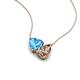 4 - Zuri 1.65 ctw Heart Shape Blue Topaz with Pear Shape Smoky Quartz Toi Et Moi Women Pendant Necklace 