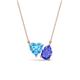 1 - Zuri 1.75 ctw Heart Shape Blue Topaz with Pear Shape Tanzanite Toi Et Moi Women Pendant Necklace 