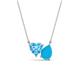1 - Zuri 1.35 ctw Heart Shape Blue Topaz with Pear Shape Turquoise Toi Et Moi Women Pendant Necklace 