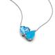 4 - Zuri 1.35 ctw Heart Shape Blue Topaz with Pear Shape Turquoise Toi Et Moi Women Pendant Necklace 
