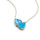 4 - Zuri 1.35 ctw Heart Shape Blue Topaz with Pear Shape Turquoise Toi Et Moi Women Pendant Necklace 