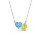 1 - Zuri 1.90 ctw Heart Shape Blue Topaz with Pear Shape Created Yellow Sapphire Toi Et Moi Women Pendant Necklace 