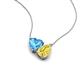 4 - Zuri 1.90 ctw Heart Shape Blue Topaz with Pear Shape Created Yellow Sapphire Toi Et Moi Women Pendant Necklace 