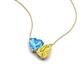 4 - Zuri 1.90 ctw Heart Shape Blue Topaz with Pear Shape Created Yellow Sapphire Toi Et Moi Women Pendant Necklace 