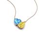 4 - Zuri 1.90 ctw Heart Shape Blue Topaz with Pear Shape Created Yellow Sapphire Toi Et Moi Women Pendant Necklace 