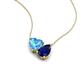 4 - Zuri 1.90 ctw Heart Shape Blue Topaz with Pear Shape Created Blue Sapphire Toi Et Moi Women Pendant Necklace 