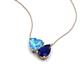 4 - Zuri 1.90 ctw Heart Shape Blue Topaz with Pear Shape Created Blue Sapphire Toi Et Moi Women Pendant Necklace 