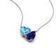 4 - Zuri 1.90 ctw Heart Shape Blue Topaz with Pear Shape Created Blue Sapphire Toi Et Moi Women Pendant Necklace 