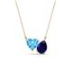 1 - Zuri 1.90 ctw Heart Shape Blue Topaz with Pear Shape Created Blue Sapphire Toi Et Moi Women Pendant Necklace 