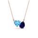 1 - Zuri 1.90 ctw Heart Shape Blue Topaz with Pear Shape Created Blue Sapphire Toi Et Moi Women Pendant Necklace 
