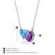 3 - Zuri 1.65 ctw Heart Shape Blue Topaz with Pear Shape Amethyst Toi Et Moi Women Pendant Necklace 
