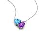4 - Zuri 1.65 ctw Heart Shape Blue Topaz with Pear Shape Amethyst Toi Et Moi Women Pendant Necklace 