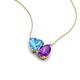 4 - Zuri 1.65 ctw Heart Shape Blue Topaz with Pear Shape Amethyst Toi Et Moi Women Pendant Necklace 