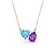 1 - Zuri 1.65 ctw Heart Shape Blue Topaz with Pear Shape Amethyst Toi Et Moi Women Pendant Necklace 