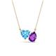 1 - Zuri 1.65 ctw Heart Shape Blue Topaz with Pear Shape Amethyst Toi Et Moi Women Pendant Necklace 