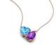 4 - Zuri 1.65 ctw Heart Shape Blue Topaz with Pear Shape Amethyst Toi Et Moi Women Pendant Necklace 