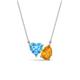 1 - Zuri 1.65 ctw Heart Shape Blue Topaz with Pear Shape Citrine Toi Et Moi Women Pendant Necklace 